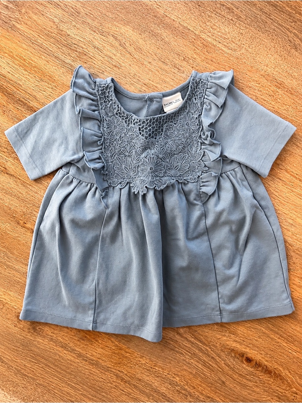 Rachel Zoe Toddler Girls Dusty Blue Lace Ruffle Tunic Top | Boho Chic
